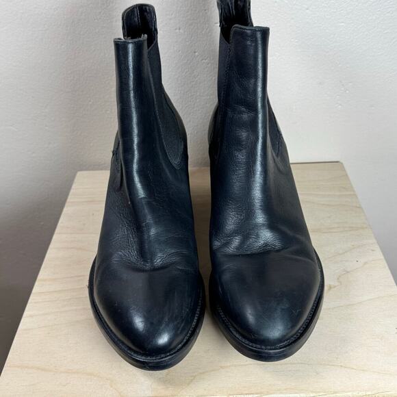 Boemos Made in Italy Black Leather Stacked Block Heel Almond Toe Chelsea Boot 10 - Picture 11 of 11